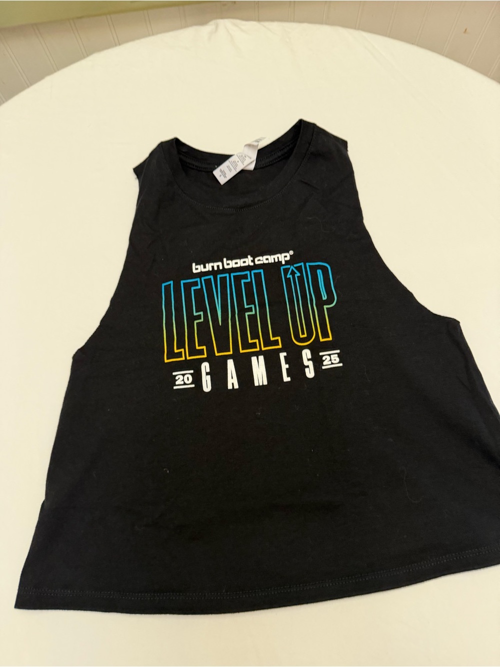 Burn Boot Camp Black 'Level Up Games' Graphic Crop Tank